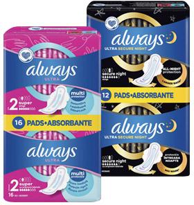 Podpaski Always Ultra, 10 szt./12 szt./14 szt./16 szt./20 szt.