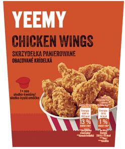 Panierowane skrzydełka z kurczaka w kubełku Yeemy, 315 g+25 g sos