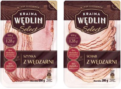 Szynka z Wędzarni lub Schab z Wędzarni Kraina Wędlin Select, 200 g