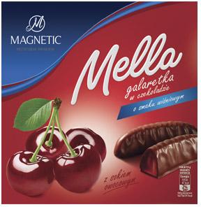 Galaretka z sokiem owocowym w czekoladzie Mella Magnetic, 190 g