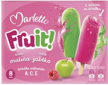 Lody Fruit! malina-jabłko Marletto, 8x70 ml