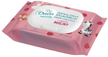 Nawilżany papier toaletowy o zapachu maliny Dada Kids, 60 szt.