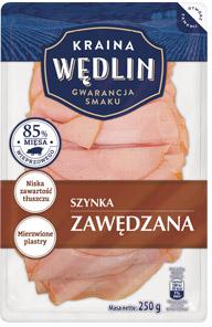 Szynka zawędzana Kraina Wędlin, 250 g