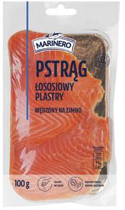 Pstrąg łososiowy wędzony na zimno plastry Marinero, 100 g