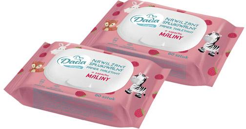 Nawilżany papier toaletowy o zapachu maliny Dada Kids, 60 szt.
