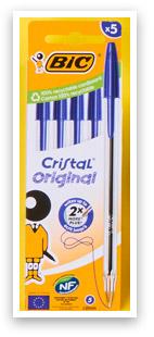 BiC długopisy Cristal Original, z czarnym lub niebieskim tuszem, 5 szt.