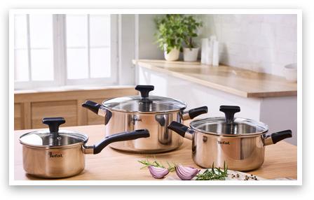 Tefal Zestaw 3 garnków z pokrywkami