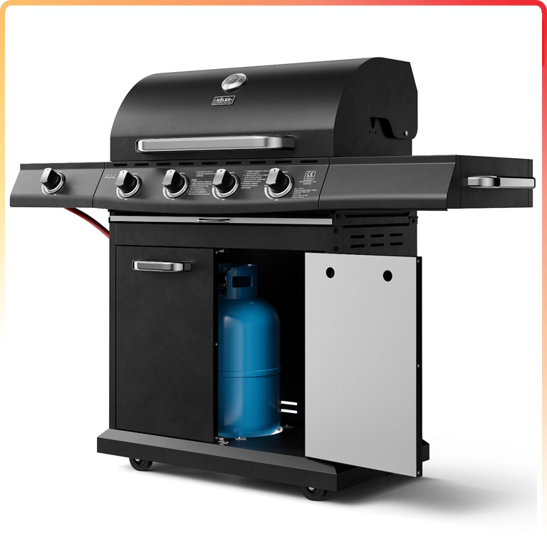 Grill gazowy köler v4 nierdzewny moc 17,2 kw koler relish srebrny